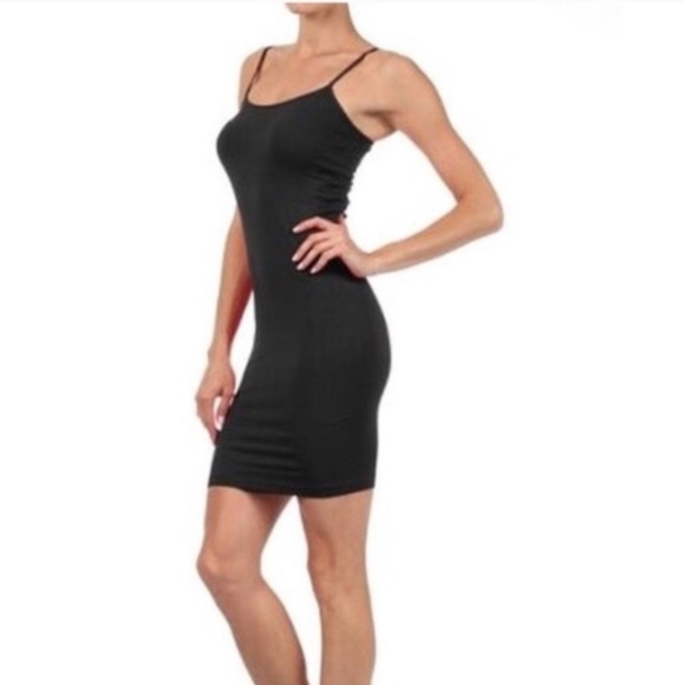 Black Seamless Cami Bodycon Slip Dress - Picture 2 of 2